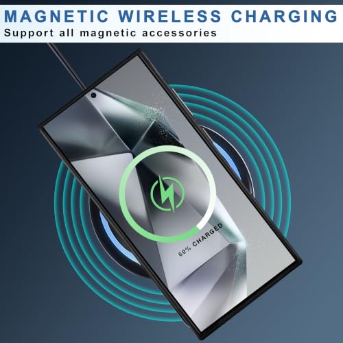 Image of CEDO Magnetic Cover for Samsung Galaxy S24 Ultra | Compatible with MagSafe Wireless Charging | Matte Black Case Designed with Magnetic Lock Shockproof Edge Protection Backcover (Translucent Black)