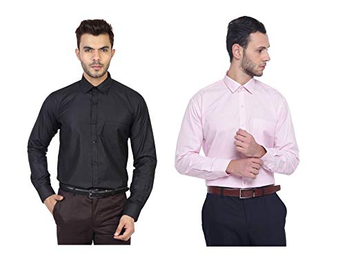 Image of MANQ Men's Regular Fit Formal Shirt (Pack of 2)