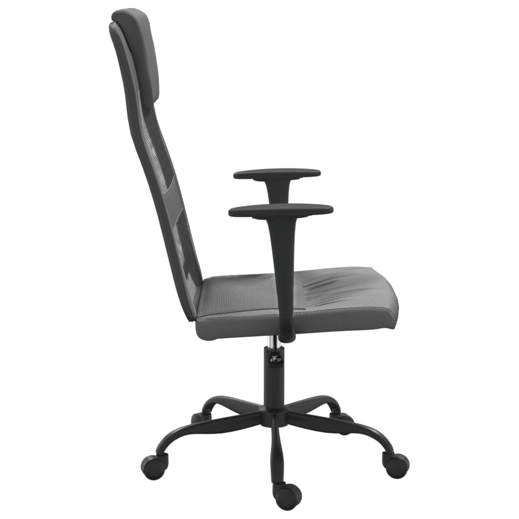 Silla de escritorio ergonómica gris con respaldo de malla y ruedas, silla de oficina regulable en altura con malla transpirable y piel sintética, giratoria y robusta para el lugar de trabajo