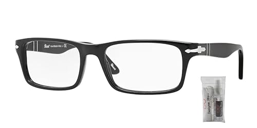 Persol Po3050V 95 53Mm Black Rectangle Eyeglasses For Men + Bundle With Designer Iwear Complimentary Eyewear Kit #TOP1