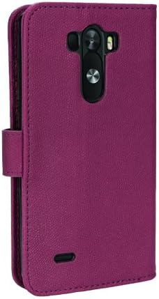 LG G2 Purple Case, Abacus24-7 LG G2 Wallet Case [Book Fold] Leather LG G2 Cover [Flip Cover] with Foldable Stand, Pocket for ID, Credit Cards Slots