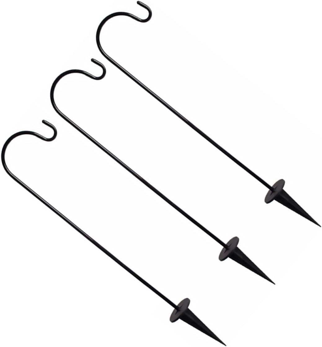 3pcs Iron Garden Hooks Set for Outdoor Lawn Hanging, Ground Inserted Light Hanging Hooks for Plants, Lanterns, and Garden Décor