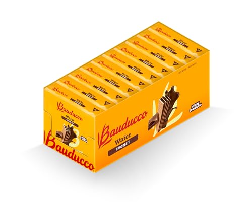 Image of Bauducco Wafer Cookies, Chocolate, 28 oz (Pack of 10) - Crispy Layered Wafers with Rich Chocolate Cream Filling - Indulgent Sweet Snacks, Desserts & Treats - Individually Wrapped