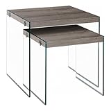 Monarch Reclaimed-Look 2-Piece Nesting Table Set, Large, Dark Taupe