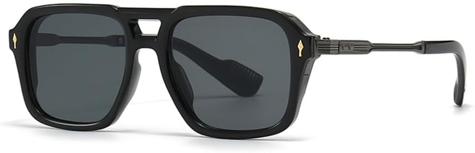 Retro Double Bridges Men Rivets Sunglasses Fashion Gray Gradient Shades UV400 Women Punk Sun Glasses
