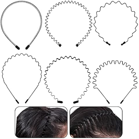 Pack of 6 Black Metal Headbands Cover