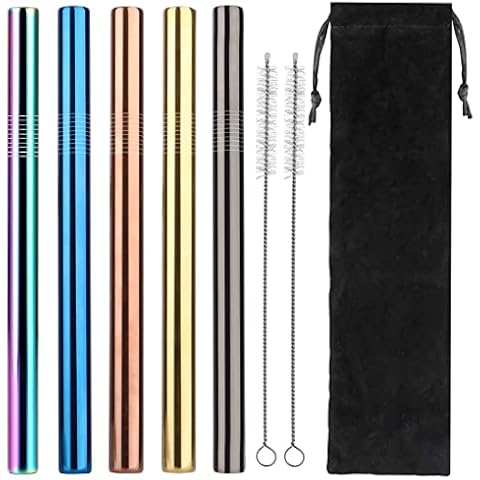 Pajitas Reutilizables de Acero Inoxidable YANGTE (5 Pzas) Cover