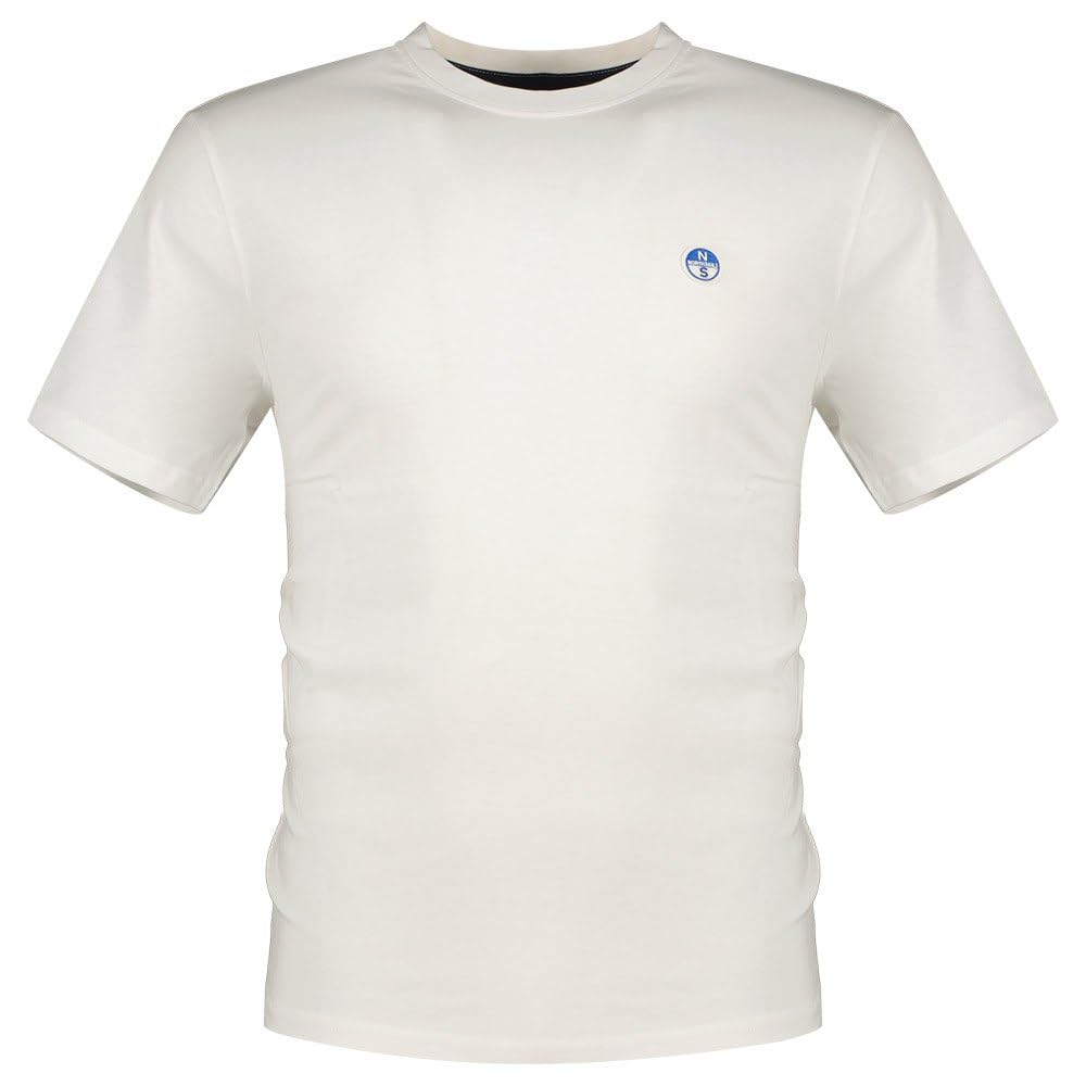 North Sails Men's White Cotton Jersey T-Shirt With Short Sleeves - Regular Fit, Medium