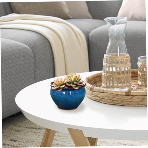 Pot en céramique pour orchidée avec drainage optimal 5.5" bleu caraïbe - 3