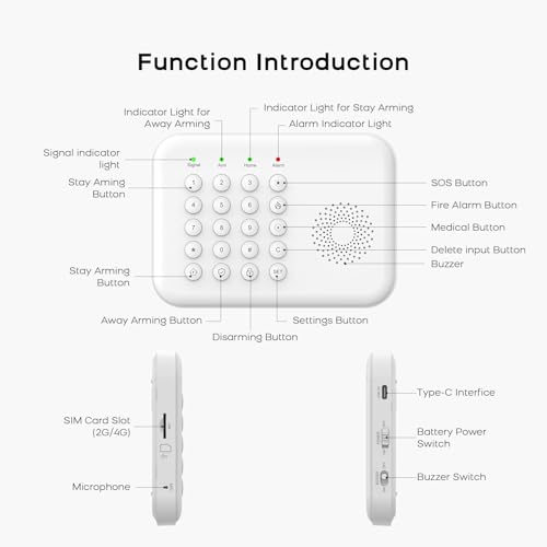 Sistema de Seguridad inalámbrico para el hogar, Sistema de Alarma 4G/WiFi con Teclado, Ampliable (hazlo tú Mismo) con sensores de Puerta y Movimiento, alertas de la App Tuya, sin Contrato (5 PCS) - imagen 9