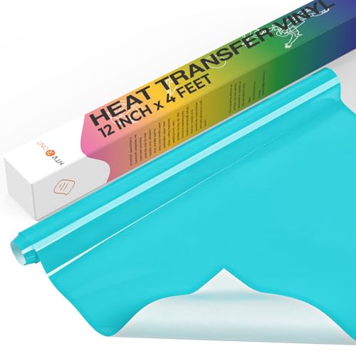 Image of HTVRONT Heat Transfer Vinyl Roll -12 inch x 4FT Turquoise HTV Vinyl for T-Shirts, Turquoise Iron on Vinyl for All Cutting Machines - Easy to Cut & Weed for HTV Heat Transfer Vinyl Design (Turquoise)