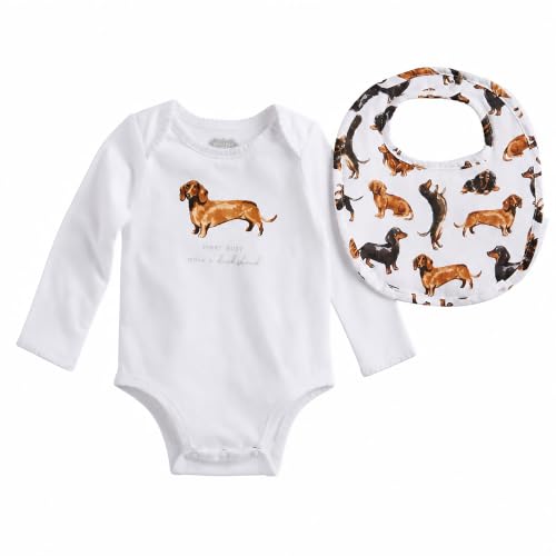 Image of Mud Pie Dachshund Crawler and BIB Set, 0-6 Month