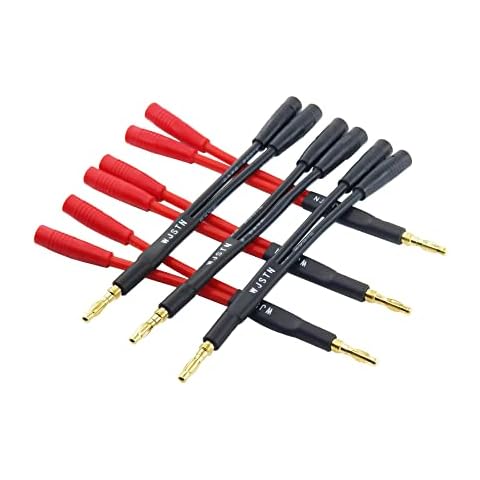 WJSTN Banana Plug to 2-Female 4mm Banana Jack Socket Plug Adapter,3 inches Banana Plug Splitter,1 Male to 2 Female (6-Pack) Cover