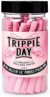 Trippie Day Lil' Pinkies 50 Pack Single Size Pre Rolled Cones – Pink Rolling Papers Preroll Cones with Filter Tips | 70mm Dogwalker | Non-GMO, Made in France | No Chemical Dyes image 3