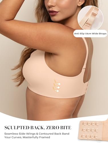 Image of Women V Neck Wireless Bra Full Coverage Comfort Jelly Strip Bras Supportive Seamless Bralette