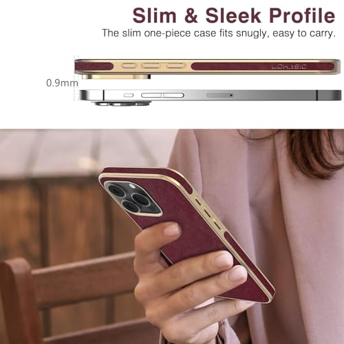 LOHASIC for iPhone 15 Pro Max Case Leather, Phone Case for Women, Burgundy - image 4
