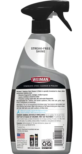 Weiman Stainless Steel Cleaner and Polish - 2 Pack Bundle With Microfiber Cloth - Protects Appliances from Fingerprints and Leaves a Streak-Free Shine for Refrigerator Dishwasher Oven Grill etc