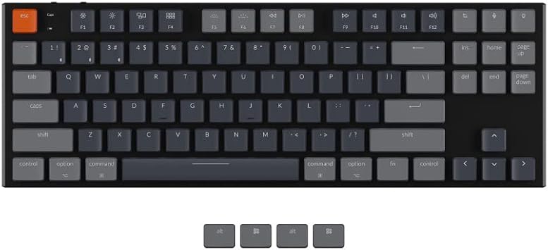 Keychron K1 Version 5 Wireless Mechanical Keyboard Numeric Keyless US Layout RGB Light Aluminum Low Profile Gateron Mechanical Switch Wired Radio Compatible Mac Windows