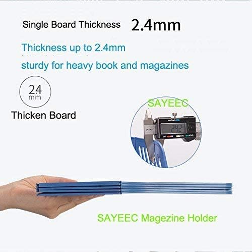 Miniatura 6 de SAYEEC Carpeta organizadora de revistas resistente para escritorio, 4 compartimentos, marcos de plástico, separadores de archivos, gabinete de