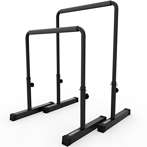 Synergee Dip Bar Black. Adjustable Dip Station From 30” – 39” For Dips, Inverted Pull Ups. Max Capacity 400 Lbs. Portable Dip Stand For Total Body Workout. #TOP23