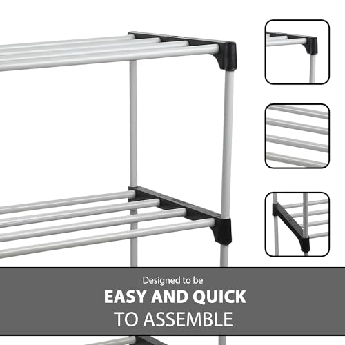 Image of Multipurpose Collapsible Fabric Wardrobe Organizer For Clothes | Stylish Foldable Storage Rack (Material - Plastic & Pipes (4 Shelve,) Rack, 52.3 x 17 x 6 Cm