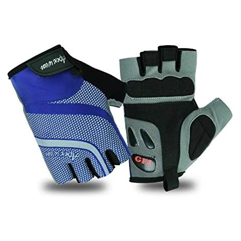 Mens Breathable Padded Fingerless Motorcycle Gloves Cycling Gloves for Men Half Finger Padded Glove for Running Outdoor Sports and Gym (Small, Blue) Cover