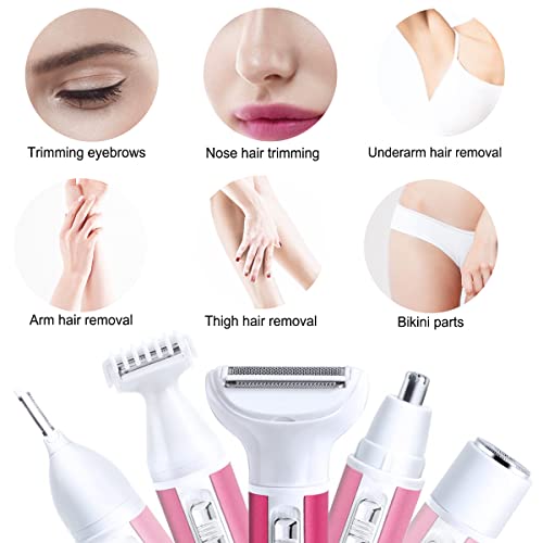 Electric Razor For Women Removal For Body Nose Hair Trimmer Face Shavers Eyebrow Legs Armpit Bikini Area Pubic Underarms Painless Rechargeable Portable 5 In 1 Womens Razors Set #TOP2
