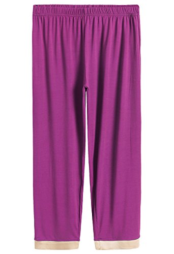 Latuza Women's V-neck Short Sleeves Pajama Set L Boysenberry - Thumbnail 2