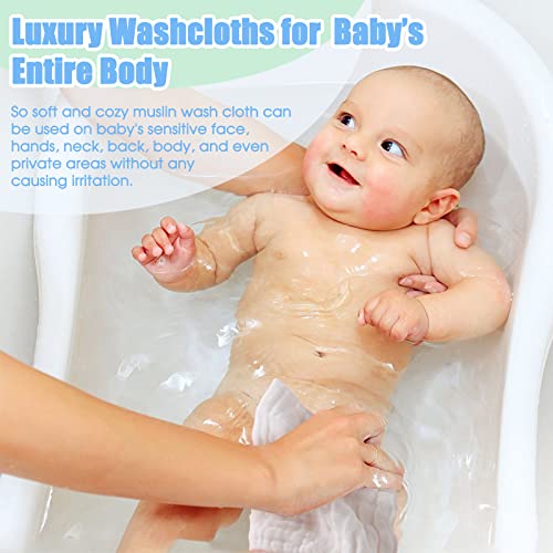 Mukin Baby Washcloths - Soft Face Cloths For Newborn, Absorbent Bath Face Towels, Baby Wipes, Burp Cloths Or Face Towels, Baby Registry As Shower. Pack Of 10 (Green,Blue,White) #TOP5