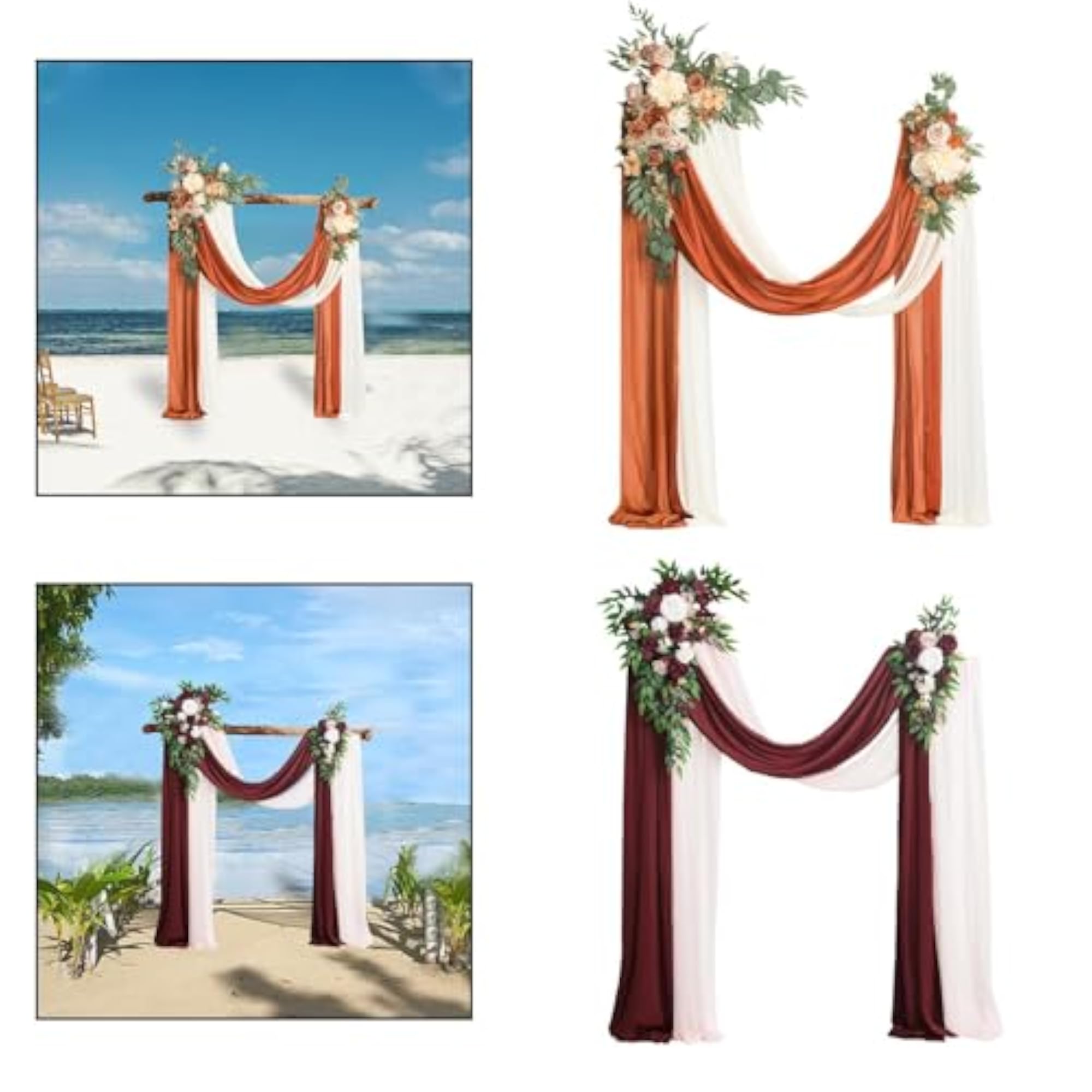 Artificial Wedding Arch Flowers Kit with Drape, Orange