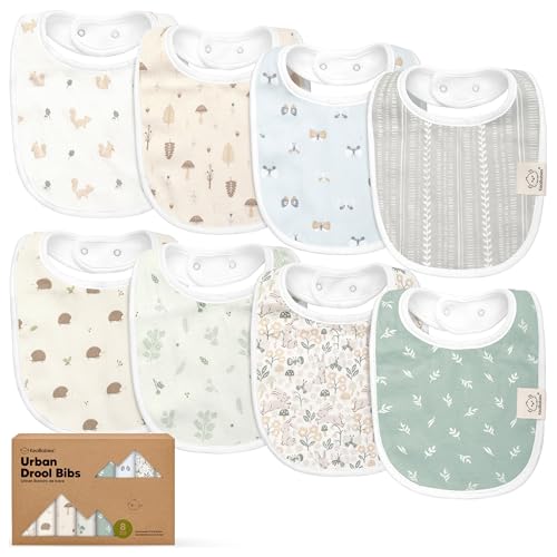 Image of 8-Pack Organic Baby Bibs for Boys, Girls - Soft Cotton Drooling and Teething Bibs for Baby Girl & Boy, Extra Absorbent, Easy To Clean & Put On for Toddler, Newborn, Infant 0-24 Months (Prairie)