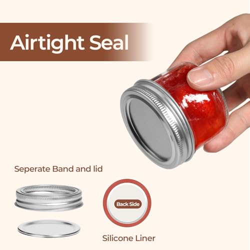 image for ComSaf Mini Mason Jars 4oz - 8 Pack, Regular Mouth Mason Jar with Lids