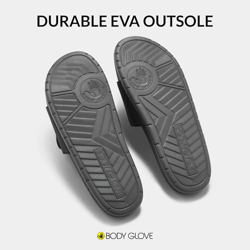 Image of Body Glove Men's Slides, Cushioned Slide-on Sandal Slippers with Padded Adjustable Strap