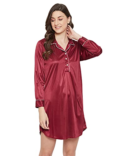 Clovia Women's Satin Satin Button Down Short Nighty - Image 2