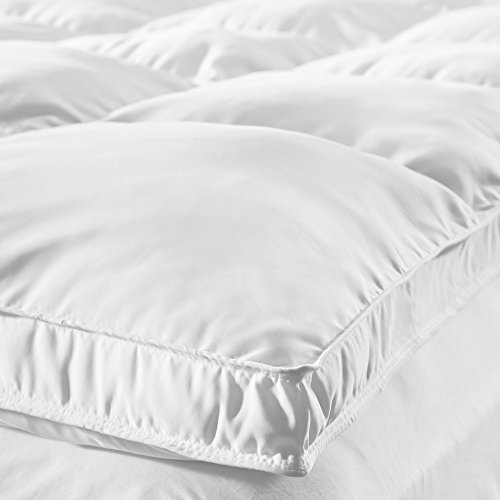 SUPERIOR Queen Mattress Topper, Hypoallergenic White Down Alternative