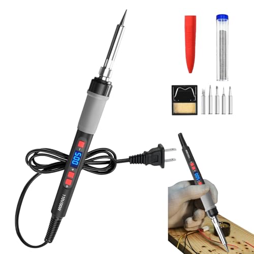 Soldering Iron Kit - 90w Soldering Welding Iron Kit | 110V-50Hz Adjustable Temperature | LCD Digital Portable Soldering Kit | Digital Display Temperature Control Soldering Iron for Enthusiast