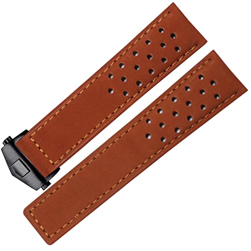 Bracelet de montre en cuir rouge marron pour TAG Heuer, style chic au quotidien