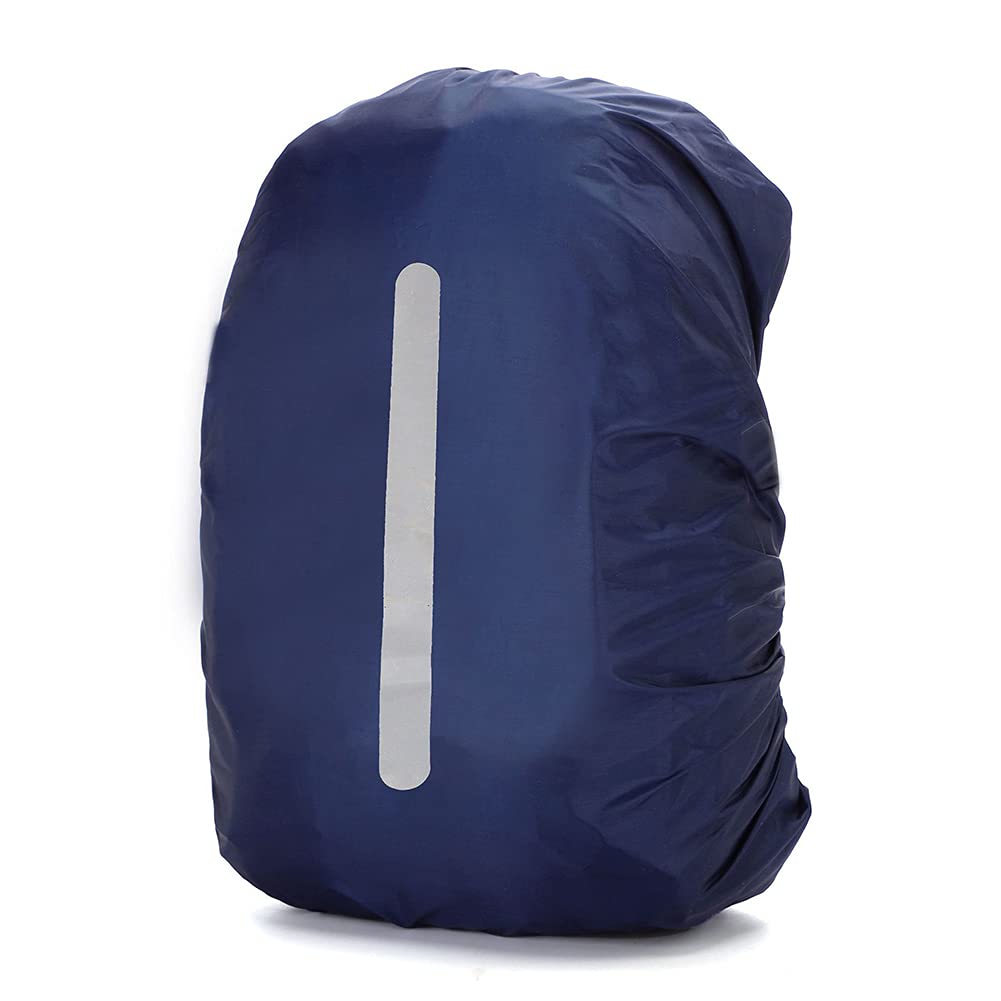 Crgangzy Unisex Dark Blue Portable Waterproof Backpack Rain Cover School Bag Satchel Protection Cover With Reflective Strips For Outdoor Camping Hiking