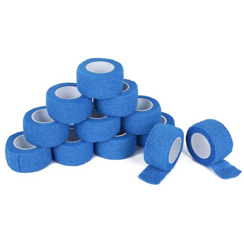 AiQInu 12 Rollen Selbstklebender Verband, 2.5cm x 4.5m, Hypoallergen, Atmungsaktiv, Fixierbinde, Elastische Bandage, Selbstklebende Elastische Binden, für Katze, Hund, Pferd Bein Klebeverband