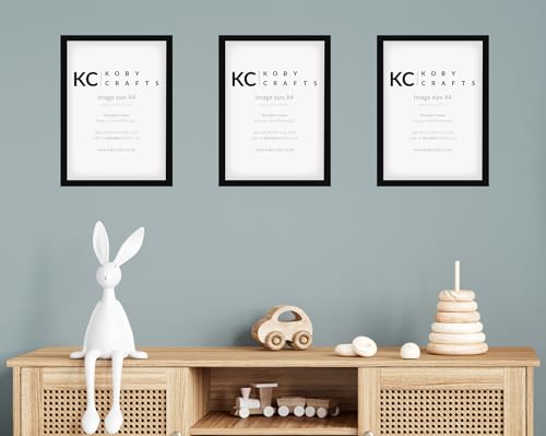 Koby Crafts Pack of 3 Black Wooden A4 Picture Frames 21x29.7cm, 3 Pack - A4 - Image 2