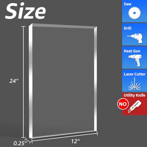 Image of Art3d Plexiglass Sheets, Clear & Durable, 2-Pack of 12 x 24 inch