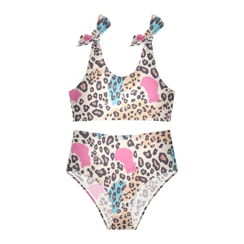 Leopard Print Girl 2 Piece Kids Bikini Set Quick-Dry Swimsuits Swimming Suits Adjustable Strap3