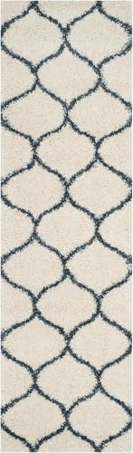 Image of Carpet for Hallway, Kitchen, and Modern Interiors, Cozy Shag Runner for Living Room, Entryway & Office Decor Size 1.5x3 feet Ivory Blue M