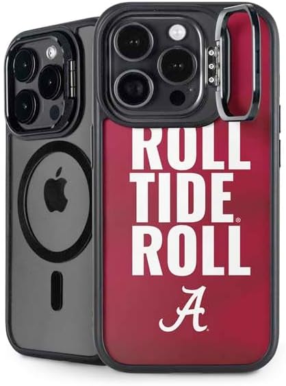 Skinit Kickstand Phone Case Compatible with iPhone 13 Pro - Officially Licensed University of Alabama Basketball Wood Design