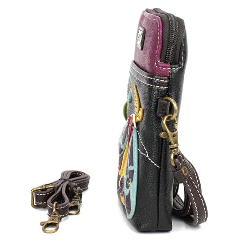 Image of CHALA Garden Animal Collection Cell Phone Crossbody Purse-Women PU Leather /Canvas Multicolor Handbag with Adjustable Strap