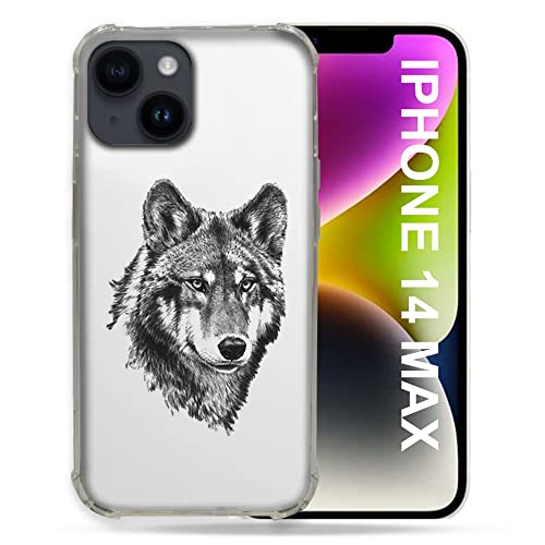 Coque loup iPhone 14 Plus housse transparente Cokitec motif animal 6.7 pouces