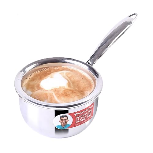 Image of Wonderchef Nigella Tri-Ply 14 cm Sauce Pan | 1.2 Liters | 2.5 mm Thickness | Silver | 10 Years Warranty