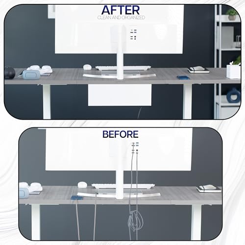 Image of VIVO Under Desk 17 inch Extra Deep Cable Management Tray, Power Strip Holder, Cord Organizer, Wire Tamer for Office and Home, White, DESK-AC16-1CW