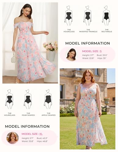 Image of GRACE KARIN 2026 Women's Summer Floral Wedding Guest Dress,Beach Flowy A Line Maxi Off Shoulder Bridesmaid Dresses