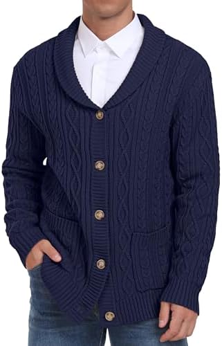 Sailwind Men's Casual Cardigan Long Sleeve Shawl Collar Buttons D...